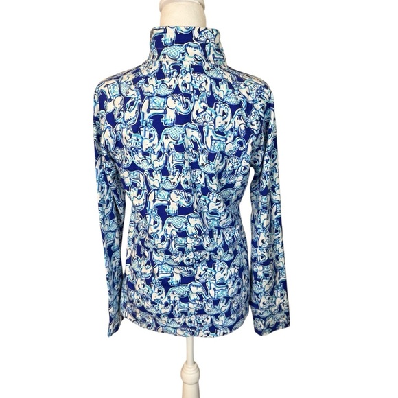 Lilly Pulitzer Skipper Popover Bomber Blue Get Trunky Small Elephant Sporty EUC - Picture 2 of 12